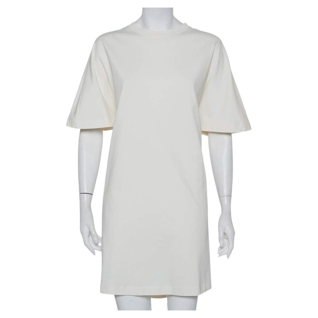 Balenciaga Off White Cotton Knit Oversized T-Shirt Dress M For Sale