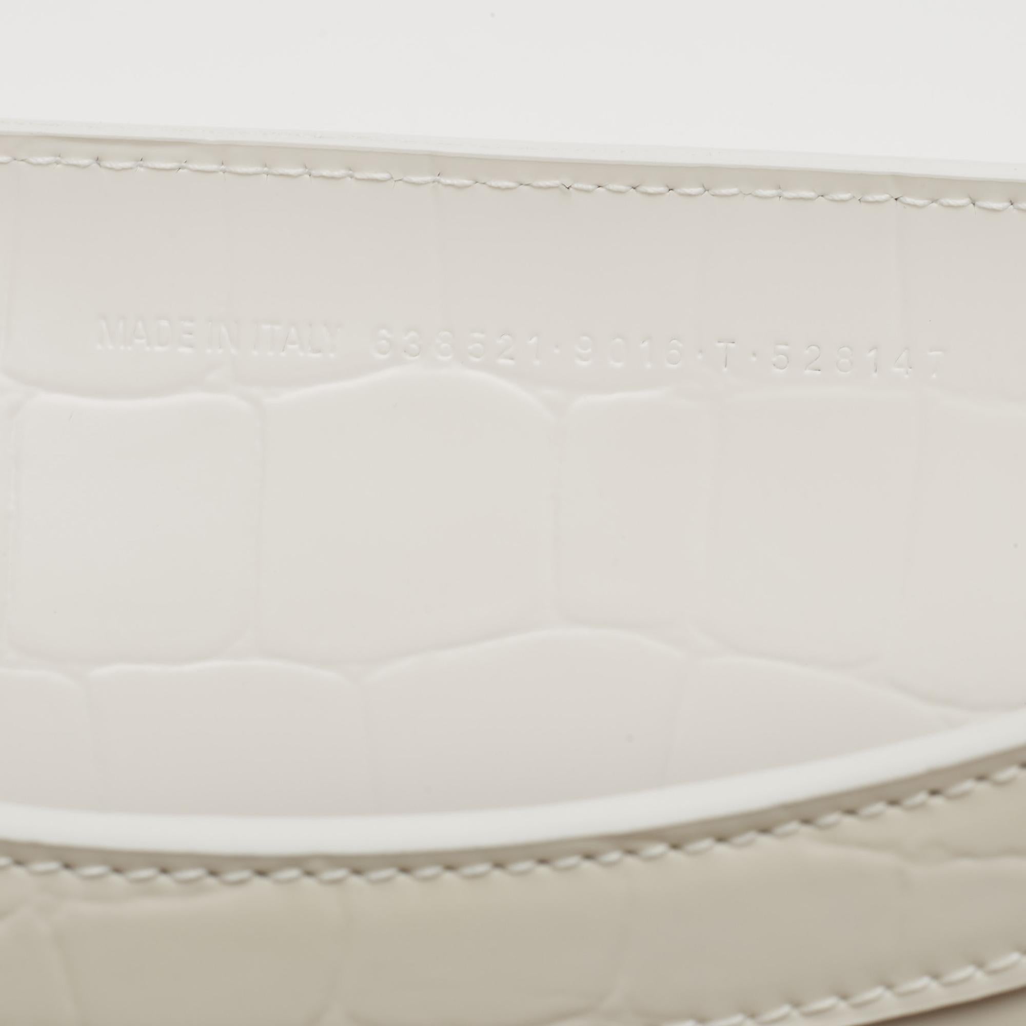 Balenciaga Off White Croc Embossed Leather Small Neo Classic Tote For Sale 7