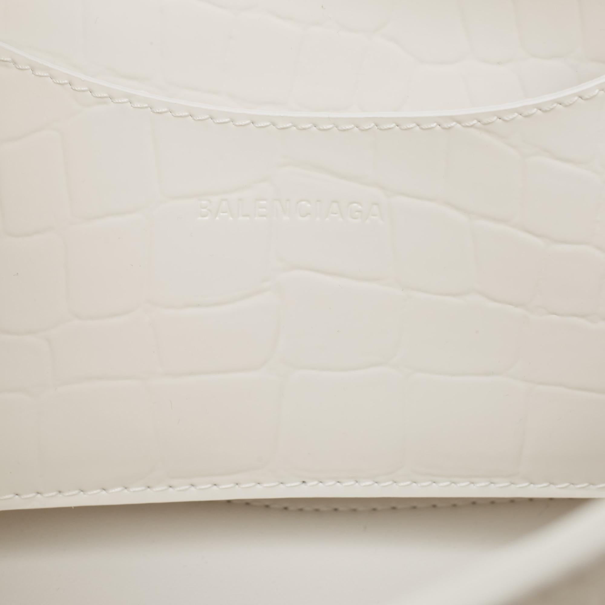 Balenciaga Off White Croc Embossed Leather Small Neo Classic Tote For Sale 8