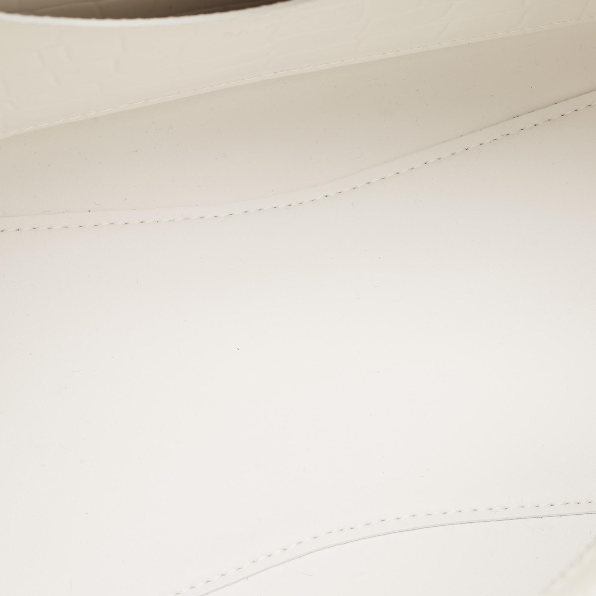 Balenciaga Off White Croc Embossed Leather Small Neo Classic Tote For Sale 9