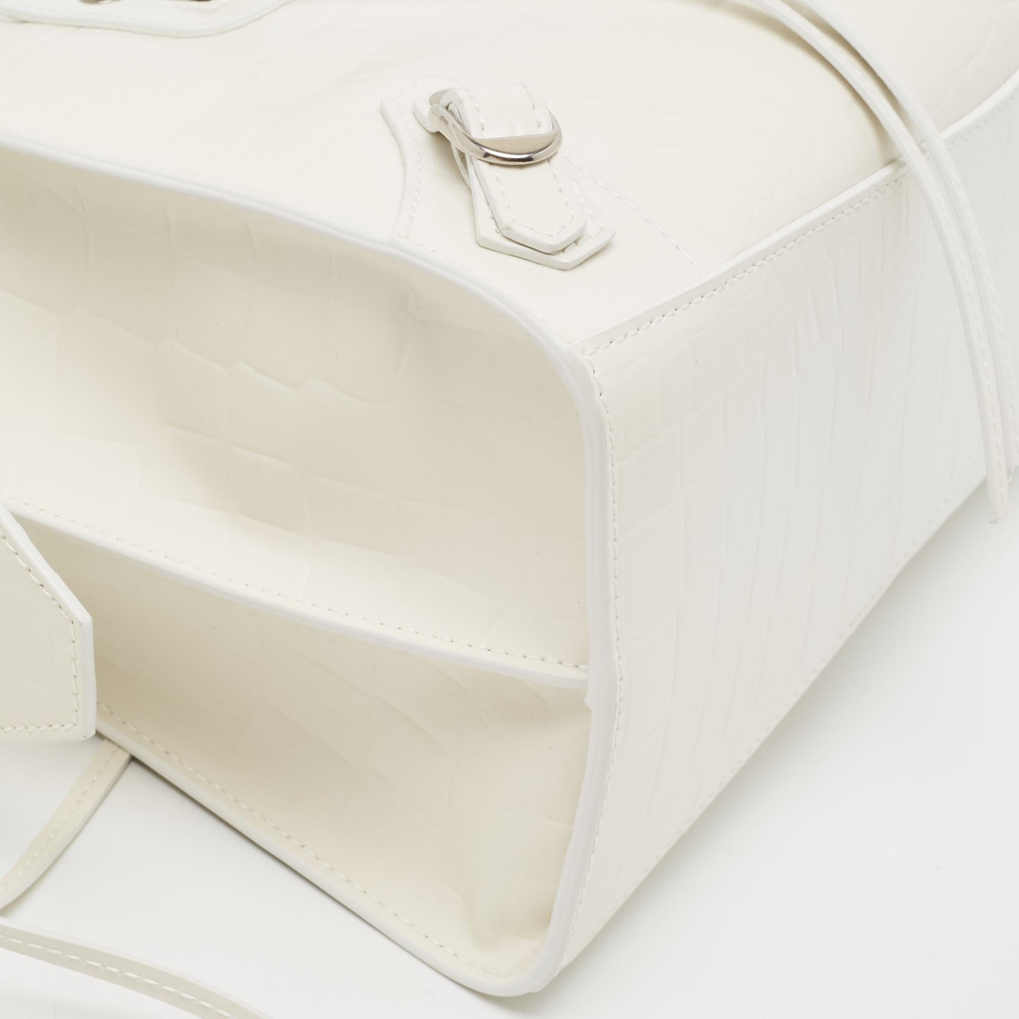 Balenciaga Off White Croc Embossed Leather Small Neo Classic Tote For Sale 1