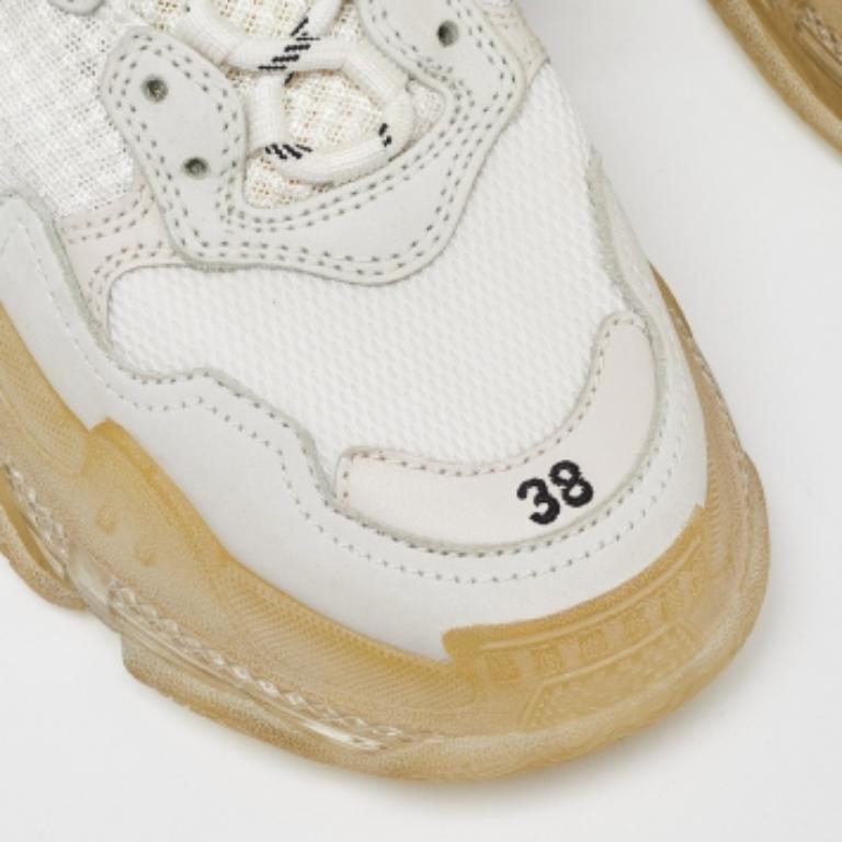 Donna Balenciaga Off White Pelle e Mesh Triple S Clear Sneakers Taglia 38 in vendita