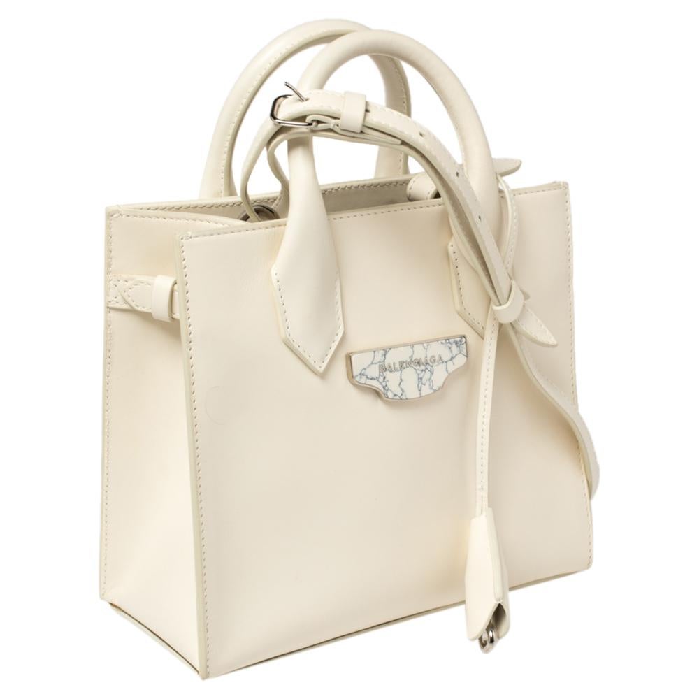 Women's Balenciaga Off White Leather Mini All Afternoon Tote
