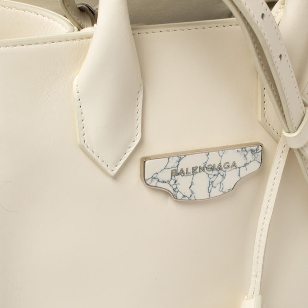 Balenciaga Off White Leather Mini All Afternoon Tote 4