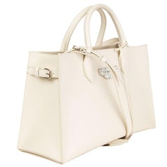 BALENCIAGA off-white leather PADLOCK NUDE WORK XS MARBLE Tote Bag