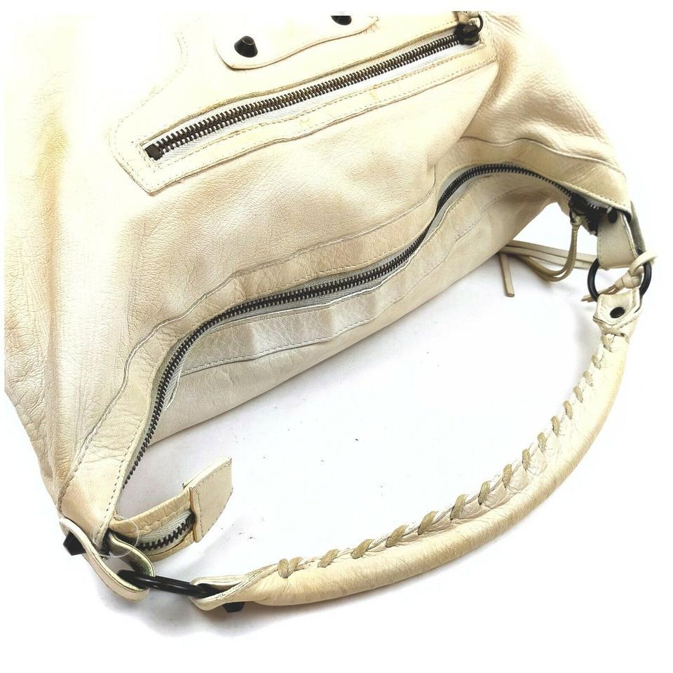 BALENCIAGA Off-White Leather The Day Hobo Bag  862953 4