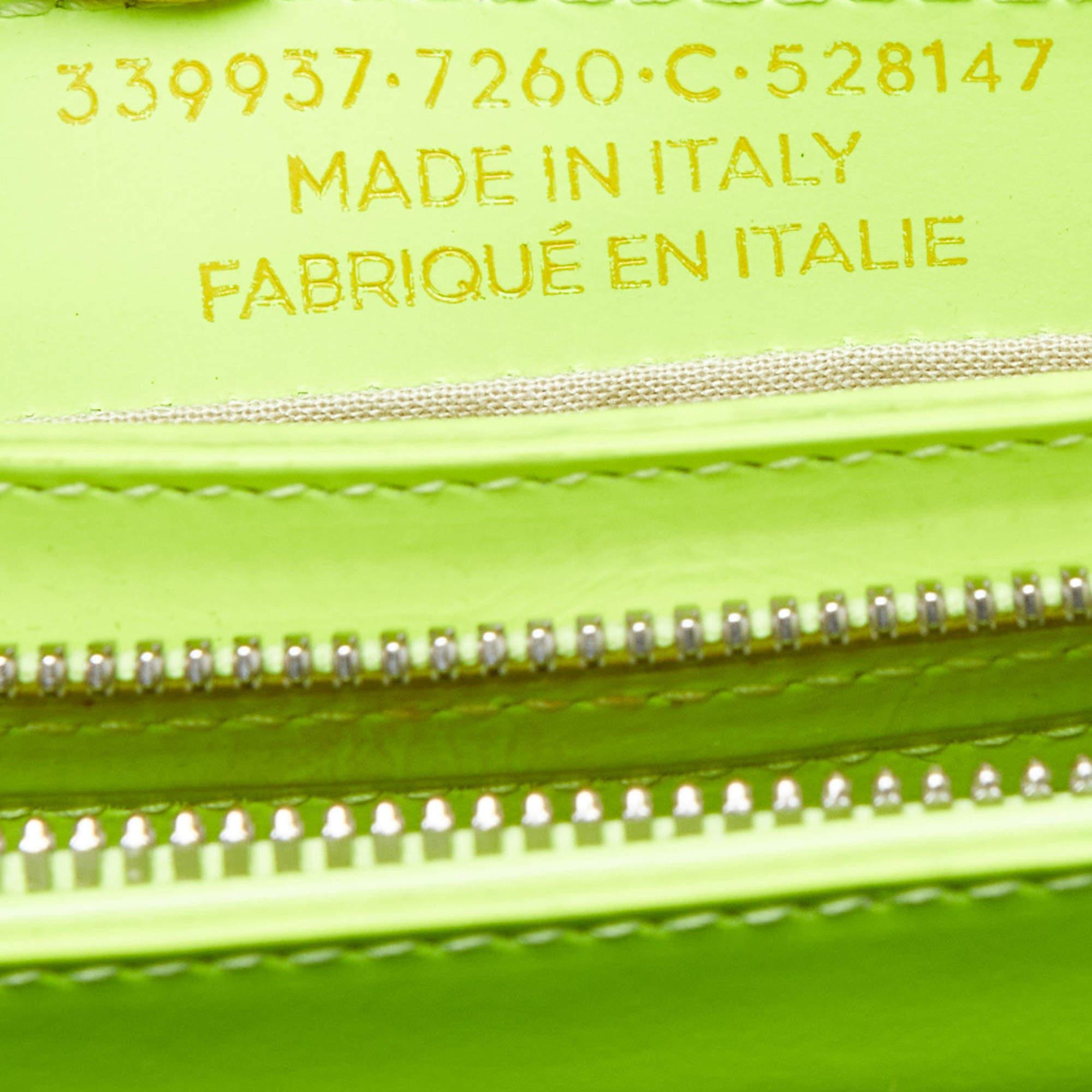 Balenciaga Off White/Neon Green Canvas and Leather Navy Pochette Crossbody Bag 3