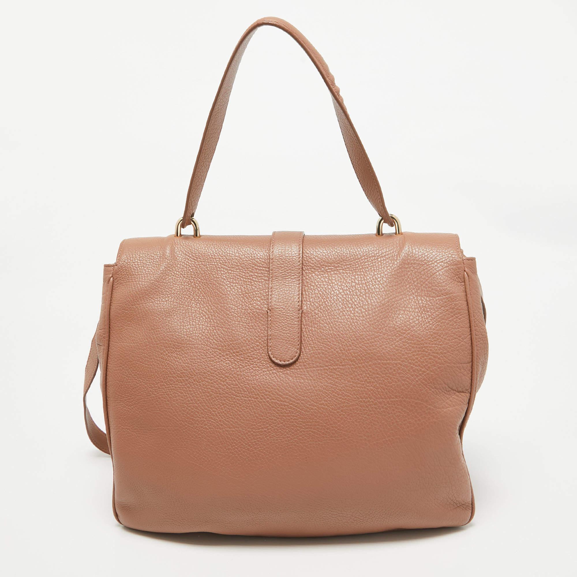 Balenciaga Old Rose Leather Tube Clasp Top Handle Bag In Good Condition In Dubai, Al Qouz 2