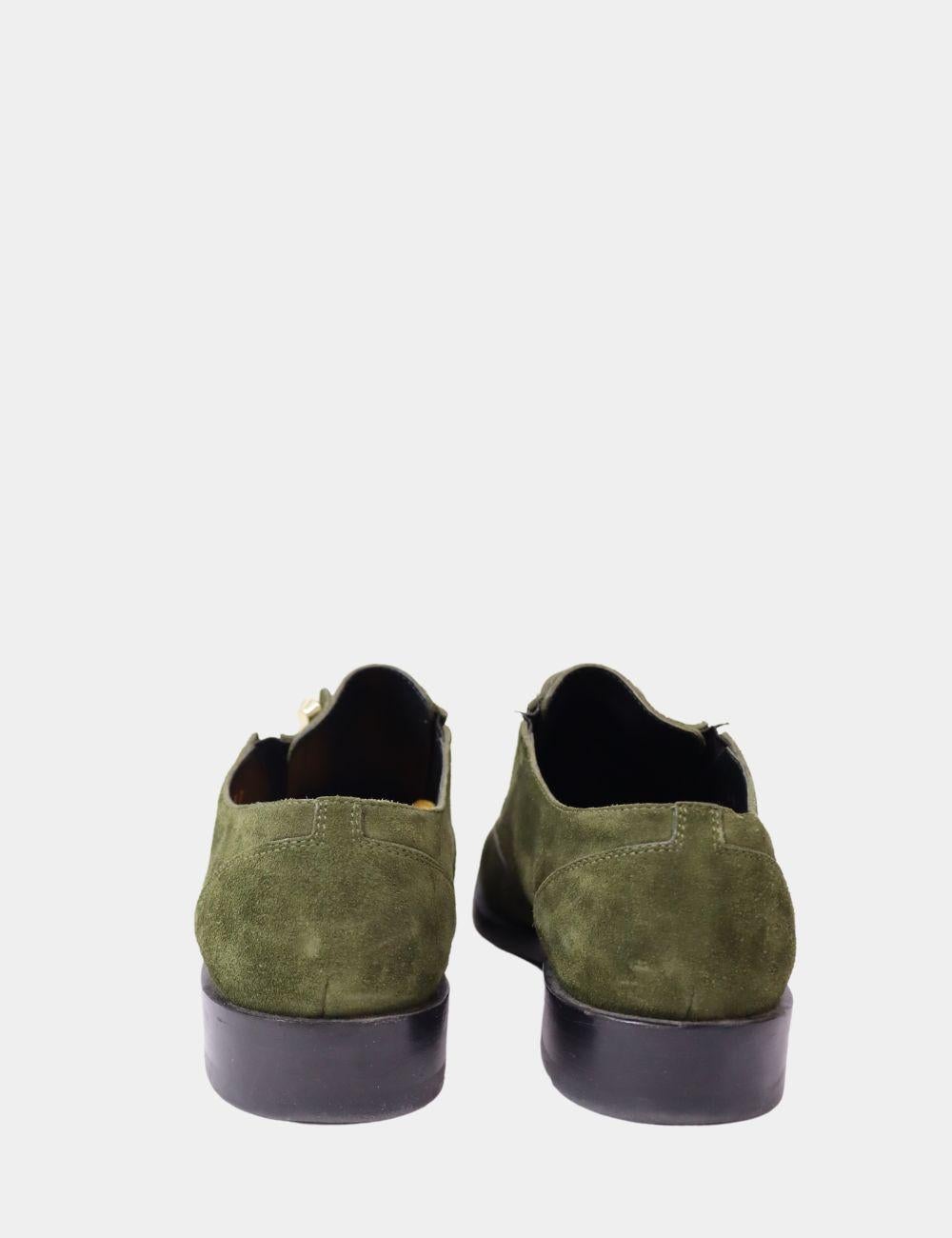 Women's Balenciaga Olive Green Suede Pierced Oxfords EU 37
