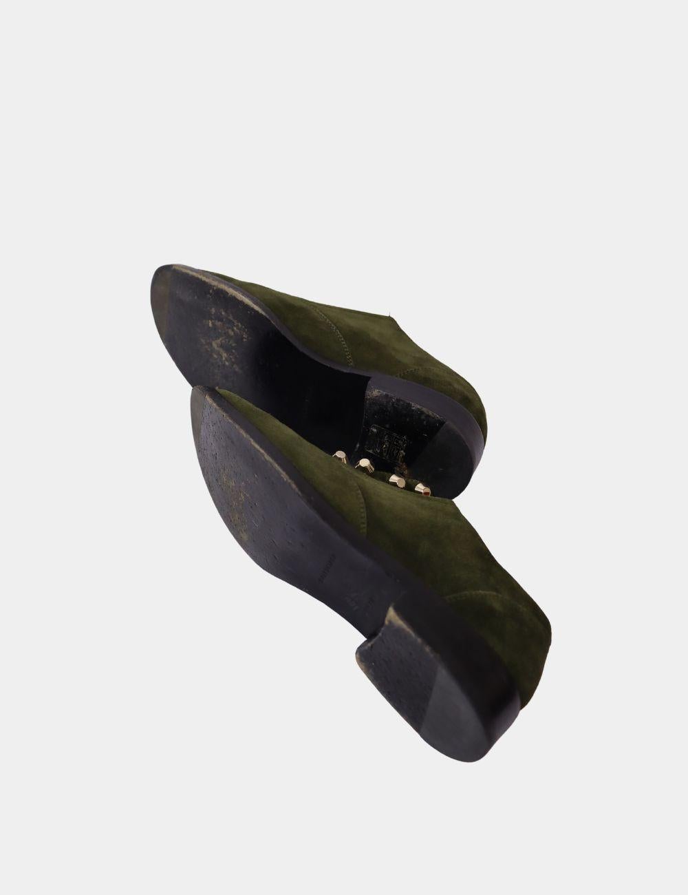 Balenciaga Olive Green Suede Pierced Oxfords EU 37 1