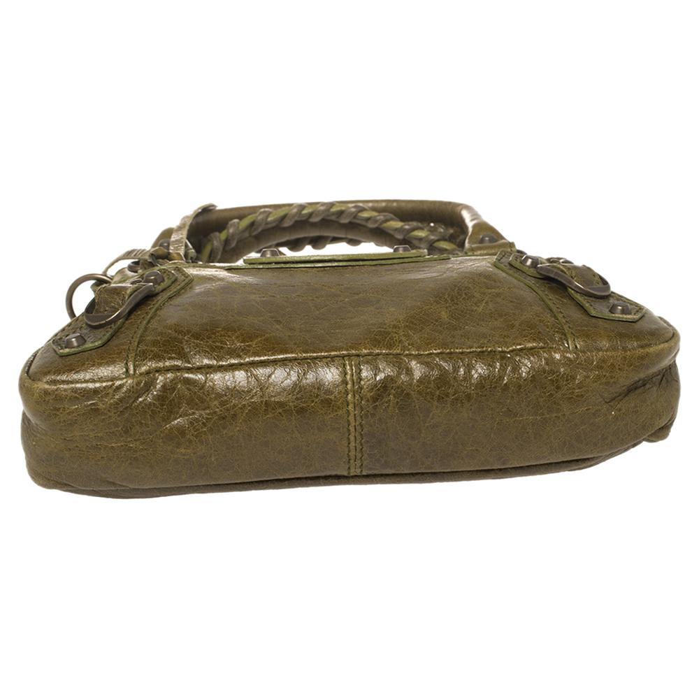Women's Balenciaga Olive Leather Mini Classique Bag