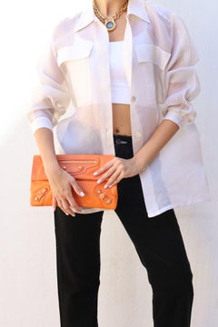 Balenciaga Orange Arena Giant Flap Envelope Clutch