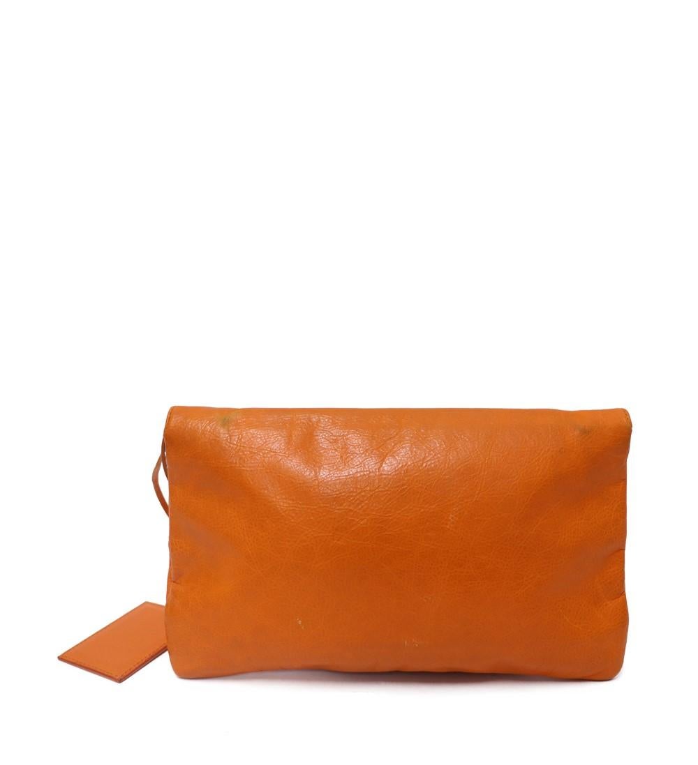 Balenciaga Orange Arena Giant Flap Envelope Clutch For Sale 3