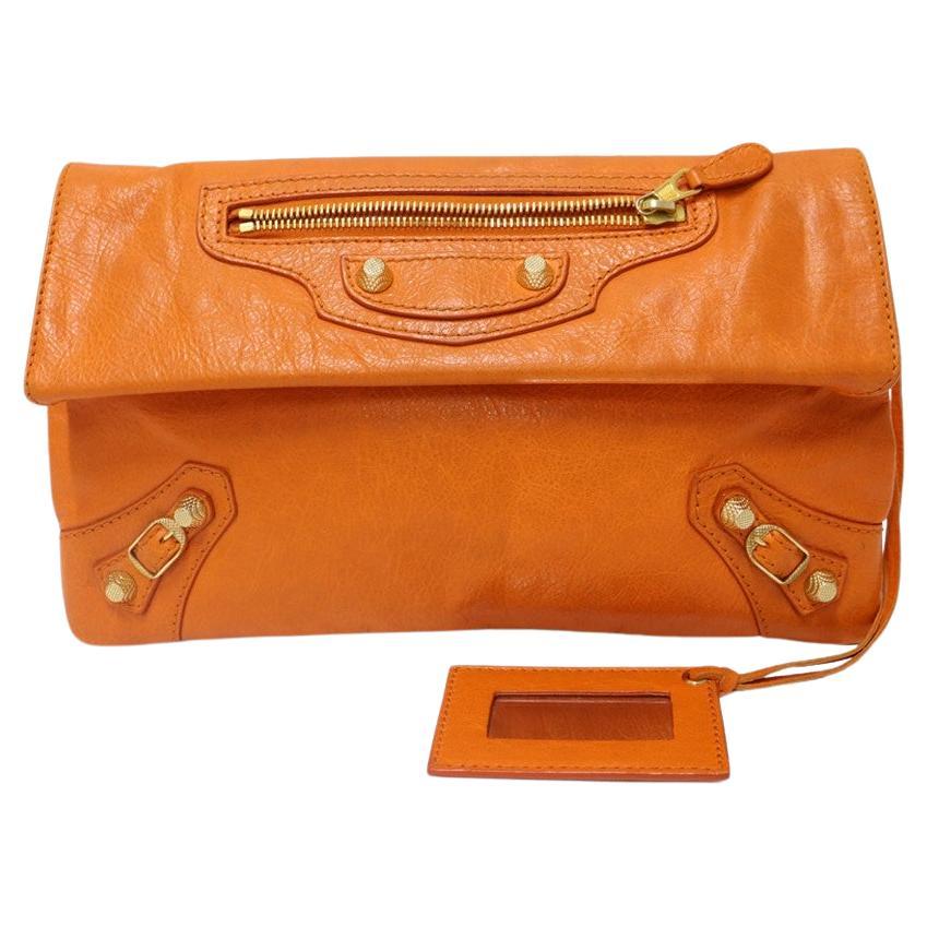 Balenciaga Orange Arena Giant Flap Envelope Clutch For Sale