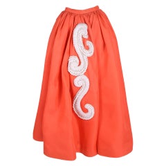Balenciaga Orange Ball Skirt w/White Applique Design