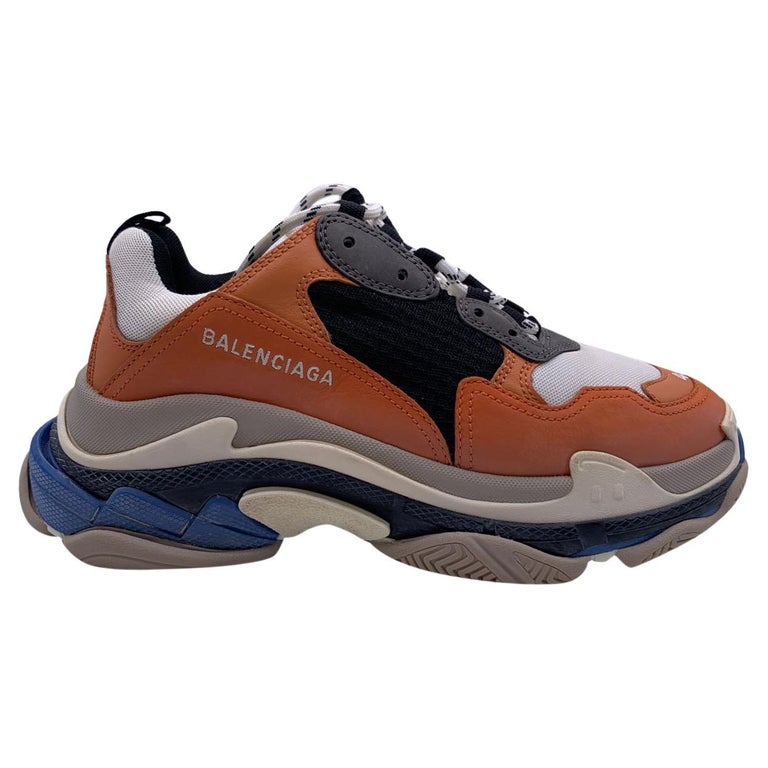 Balenciaga Orange Blue White Unisex Triple S Sneakers Shoes Size 40 For  Sale at 1stDibs