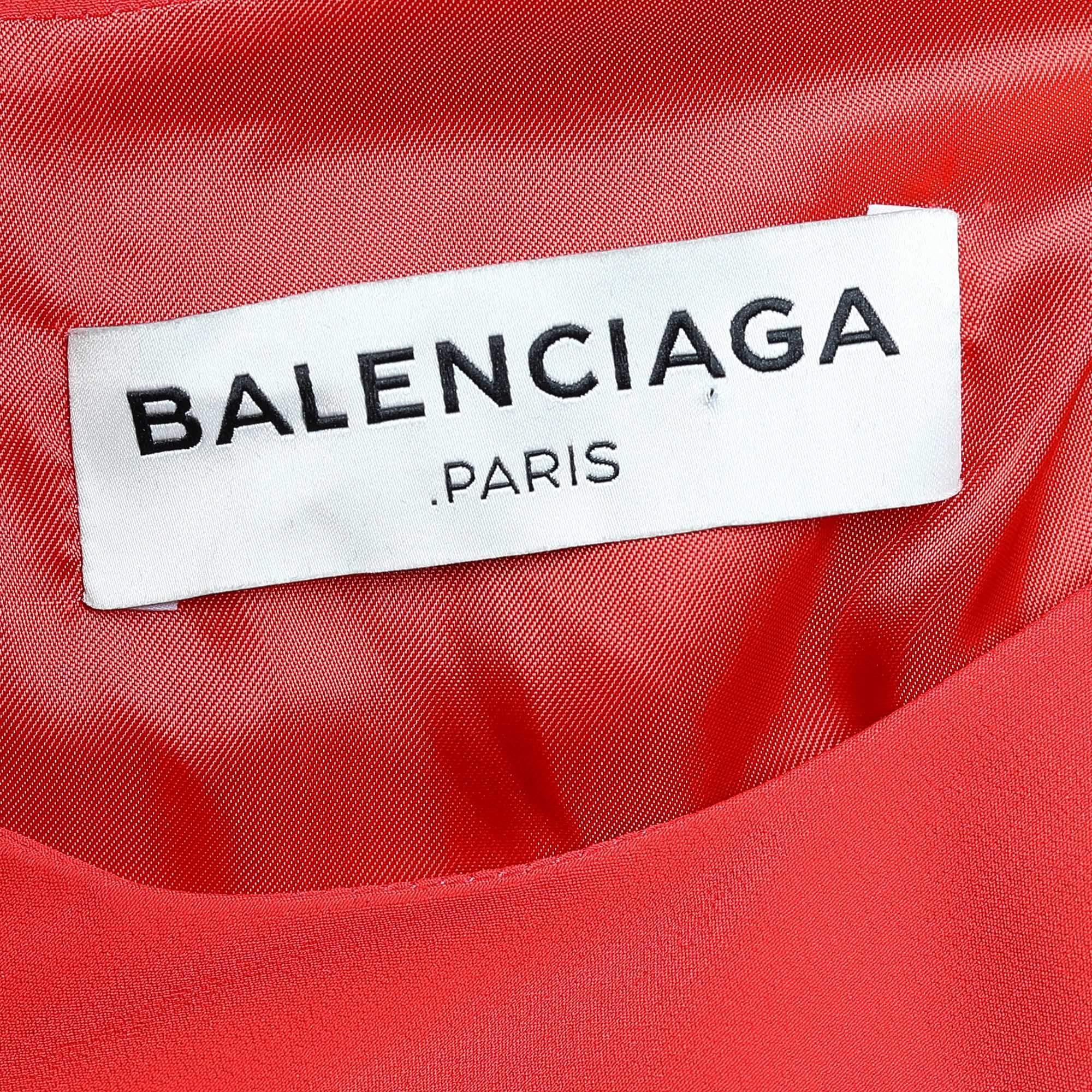 Balenciaga Orange Crepe Oversized Shift Dress S 1