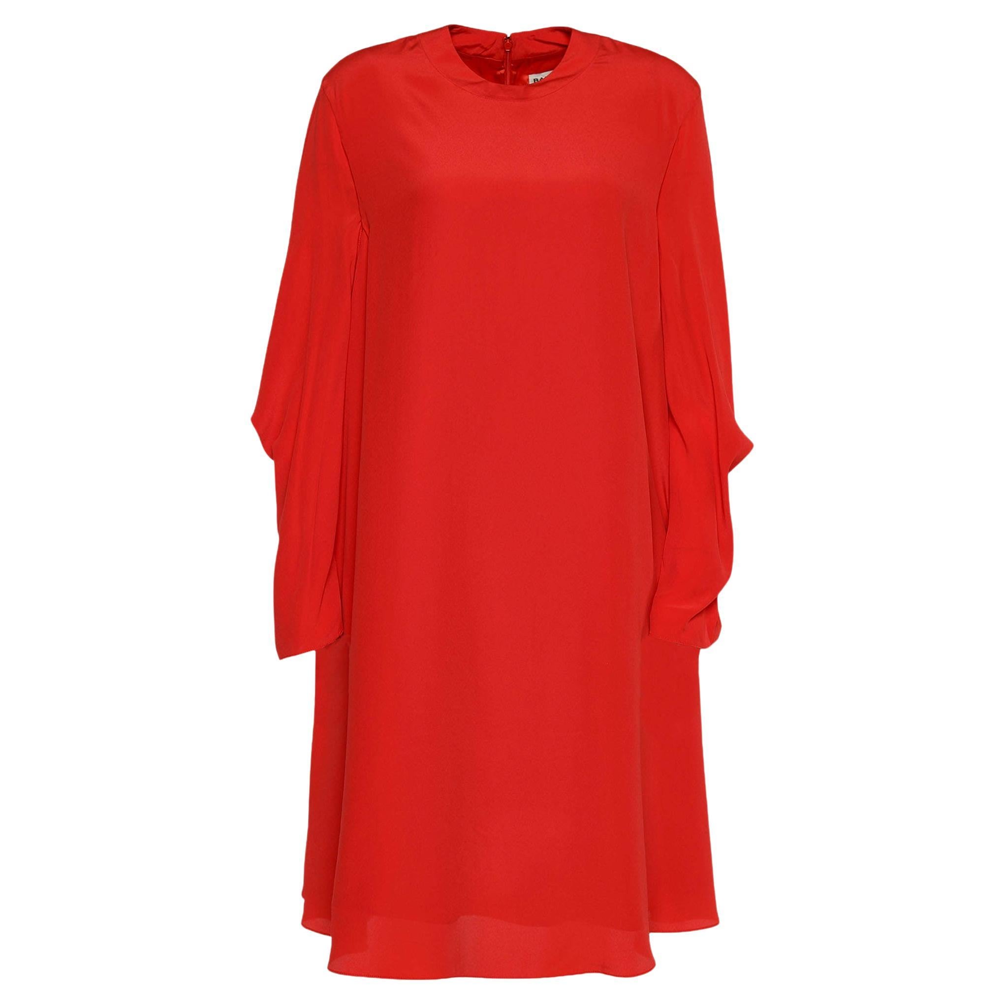 Balenciaga - Robe droite surdimensionnée en crêpe orange S en vente