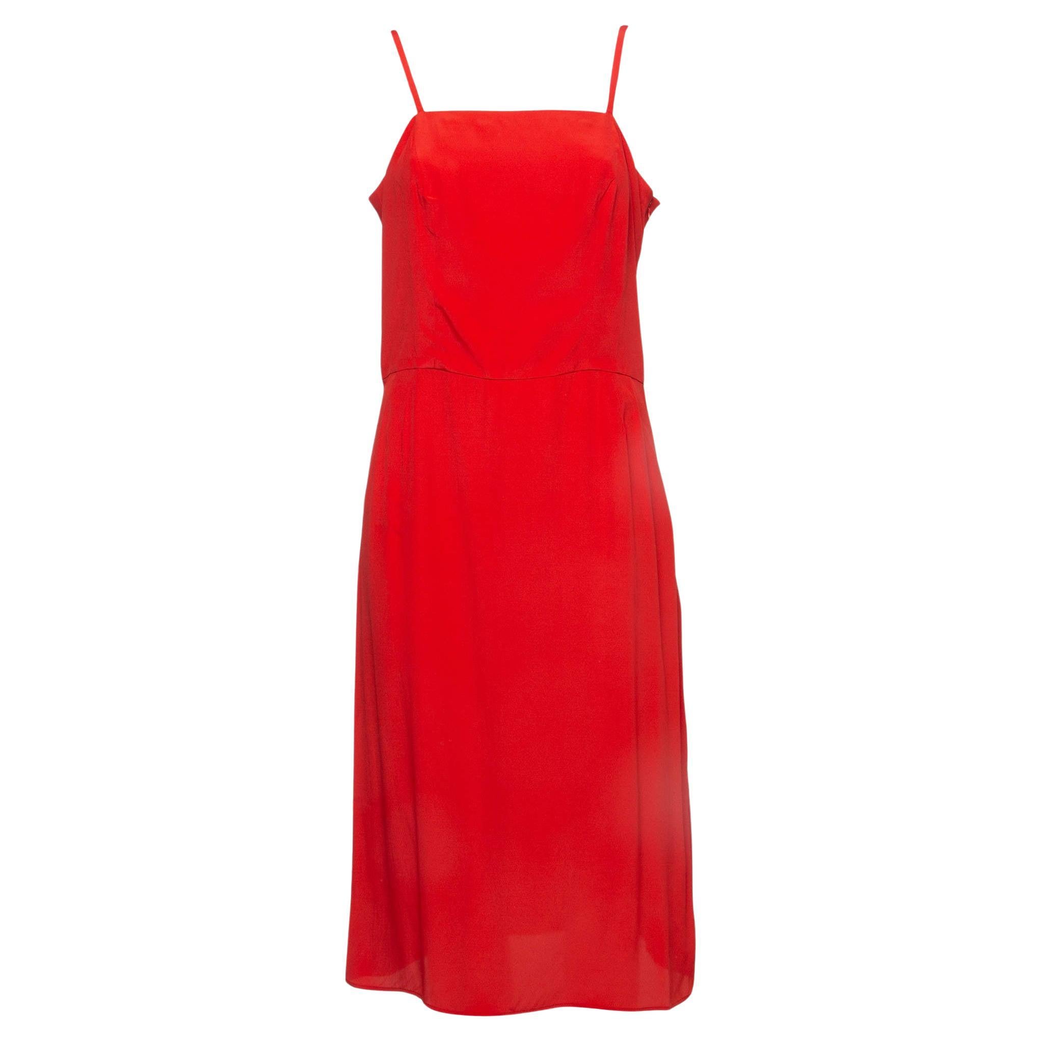 Balenciaga Orange Crepe Strappy Midi Dress M