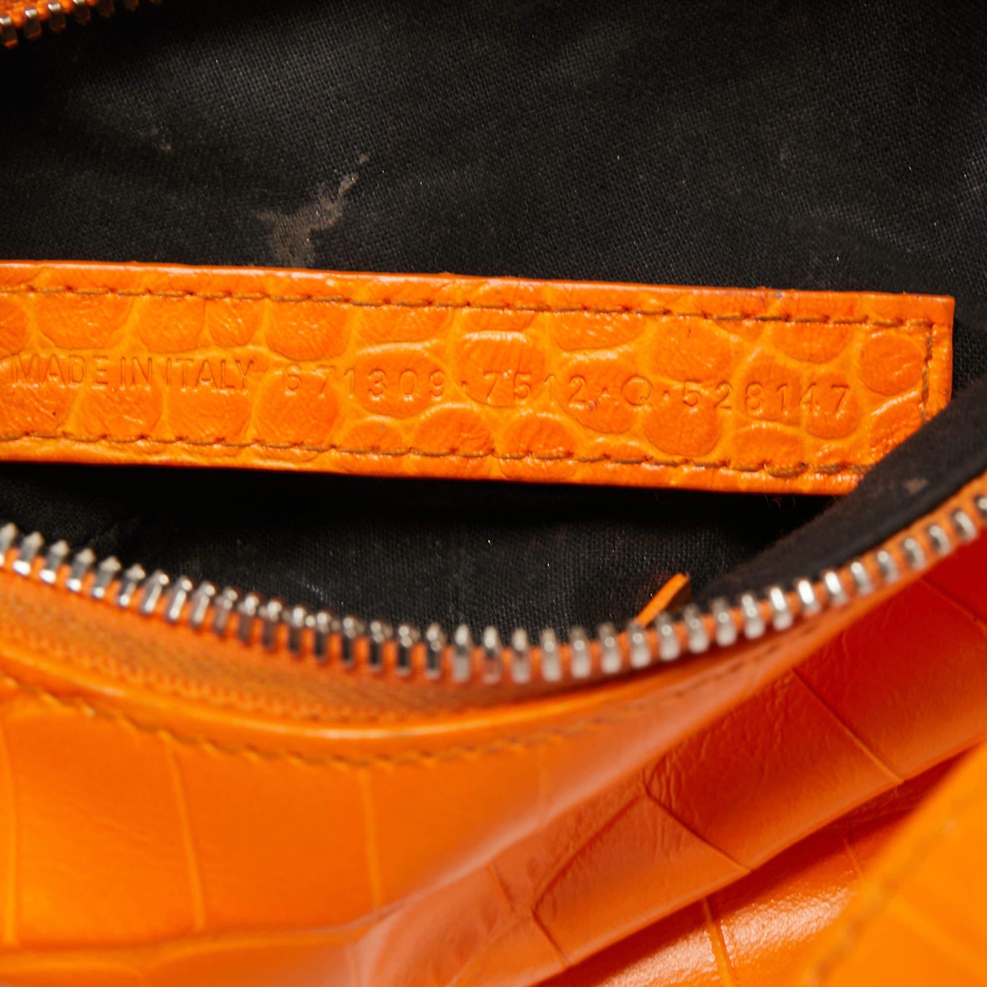 Balenciaga Orange Croc Embossed Leather XS Le Cagole Shoulder Bag 9