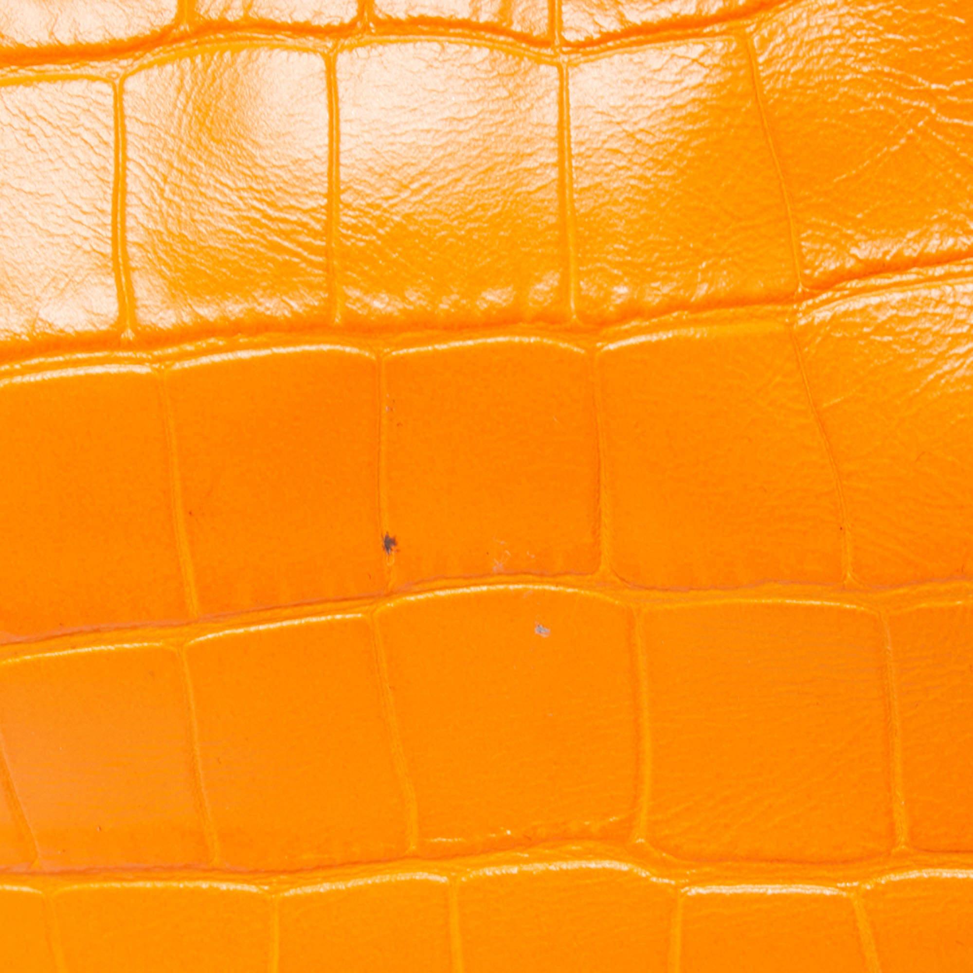 Balenciaga Orange Croc Embossed Leather XS Le Cagole Shoulder Bag 12