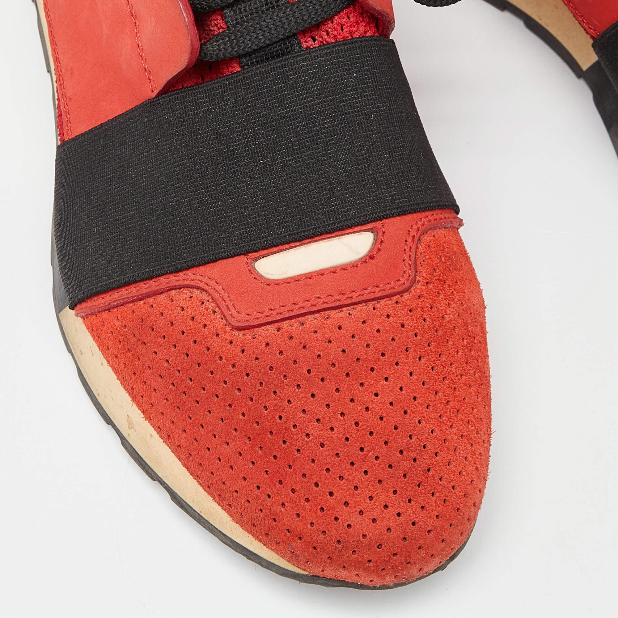Balenciaga Orange Leather and Mesh Race Runner Sneakers Size 39 2