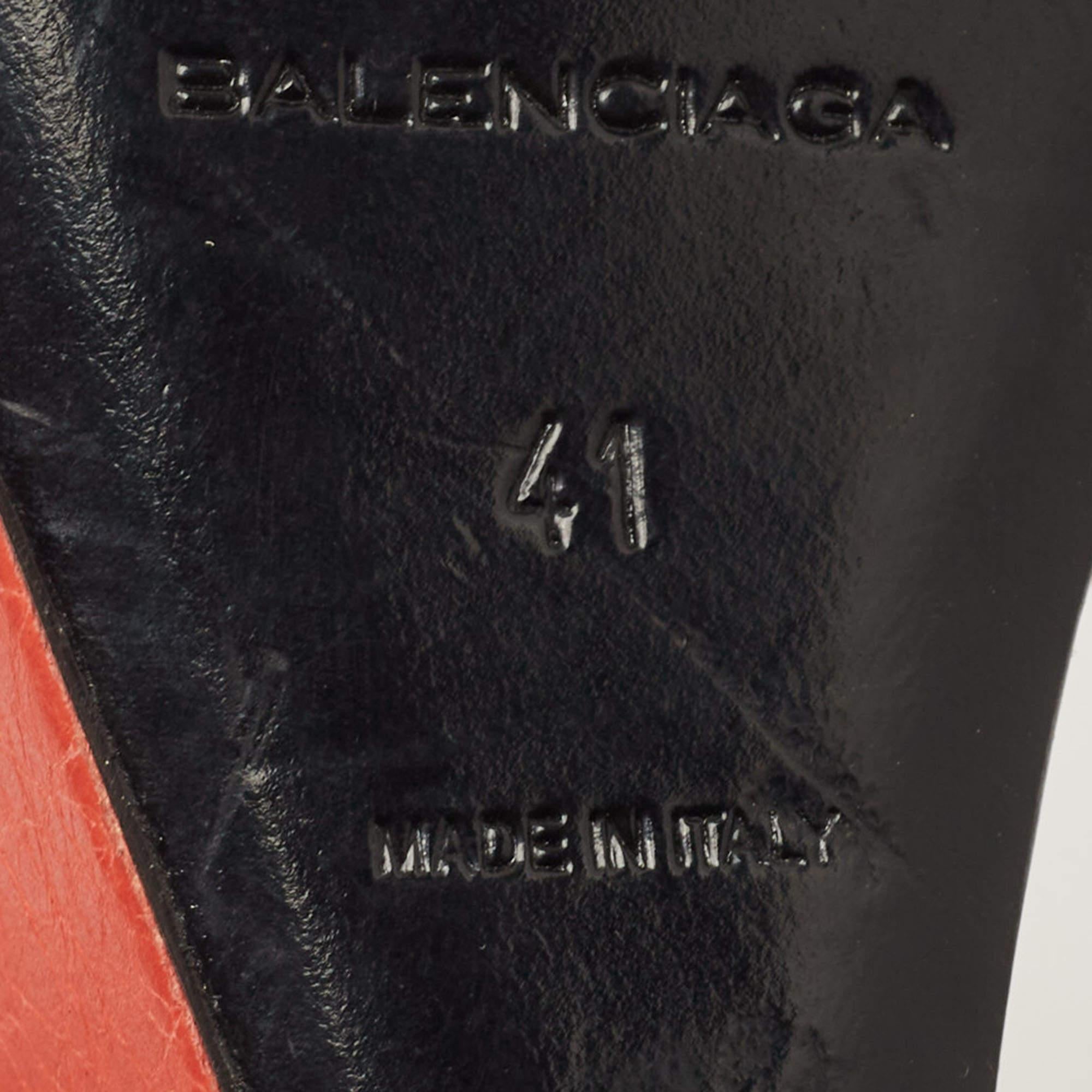 Balenciaga Orange Leather Arena Wedge Sandals Size 41 4
