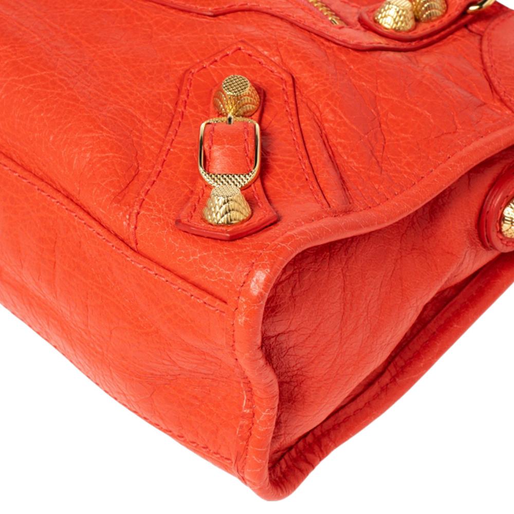 Red Balenciaga Orange Leather GGH Mini Classic City Bag
