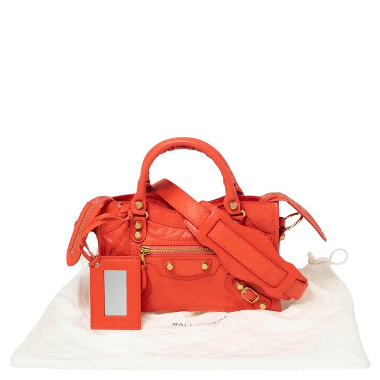 Vintage Balenciaga Burt Orange Leather GSH Pompon Bag –