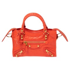 Balenciaga - Mini sac de ville classique en cuir orange GGH
