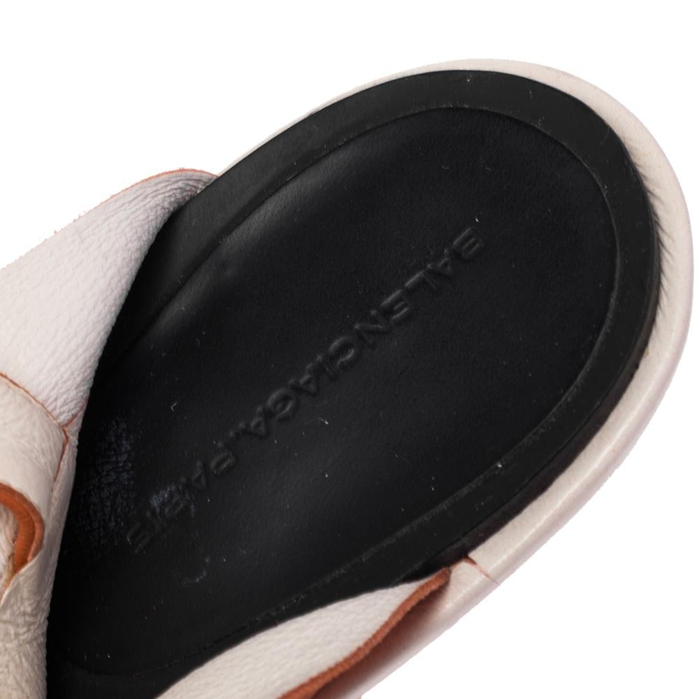 Women's Balenciaga Orange Leather Glove Peep Toe Sandals Size 40