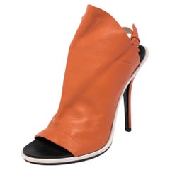 Balenciaga Orange Leather Glove Peep Toe Sandals Size 40