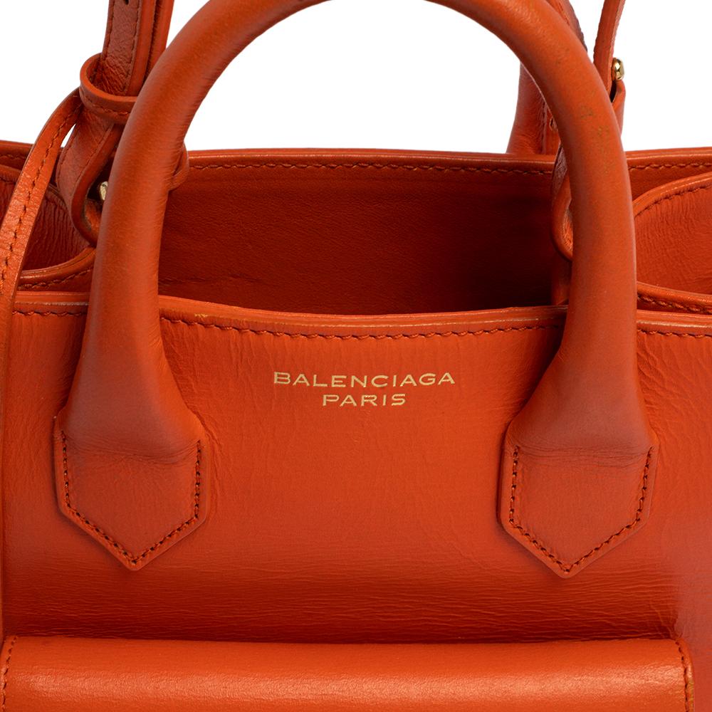 Balenciaga Orange Leather Mini Padlock All Afternoon Tote 2