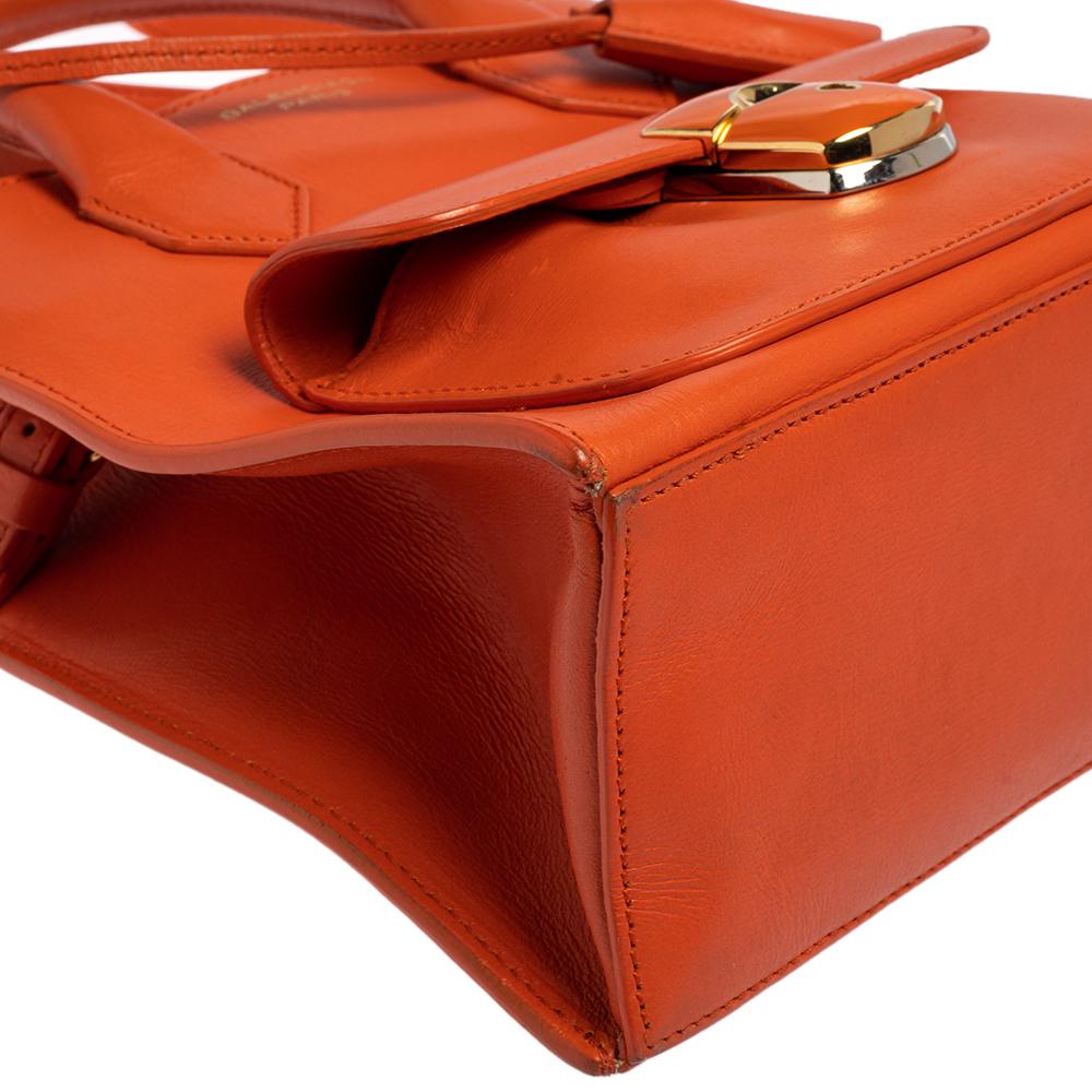 Balenciaga Orange Leather Mini Padlock All Afternoon Tote 4