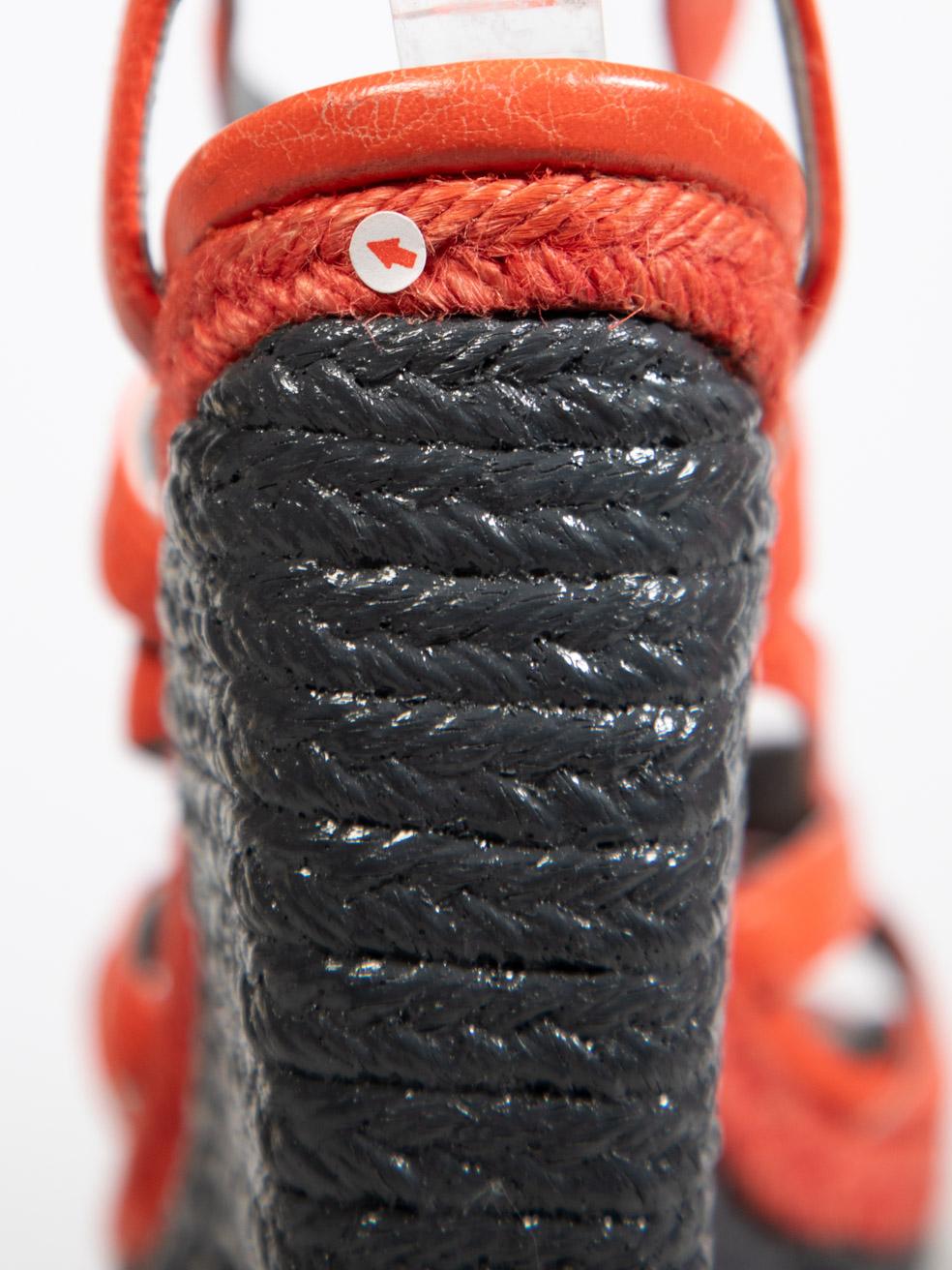 Balenciaga Orange Leather Wedge Sandals Size IT 37 For Sale 6