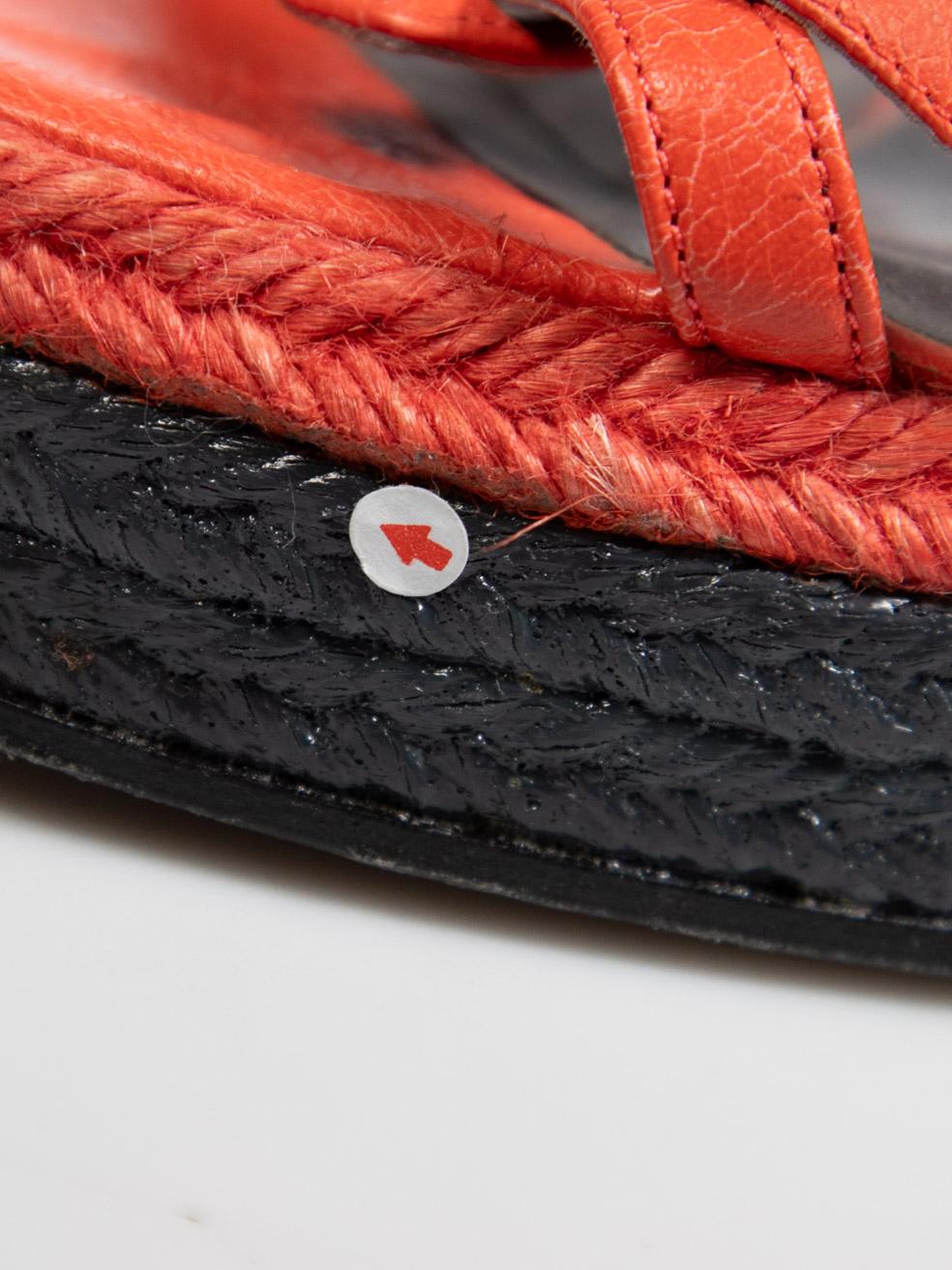 Balenciaga Orange Leather Wedge Sandals Size IT 37 For Sale 3