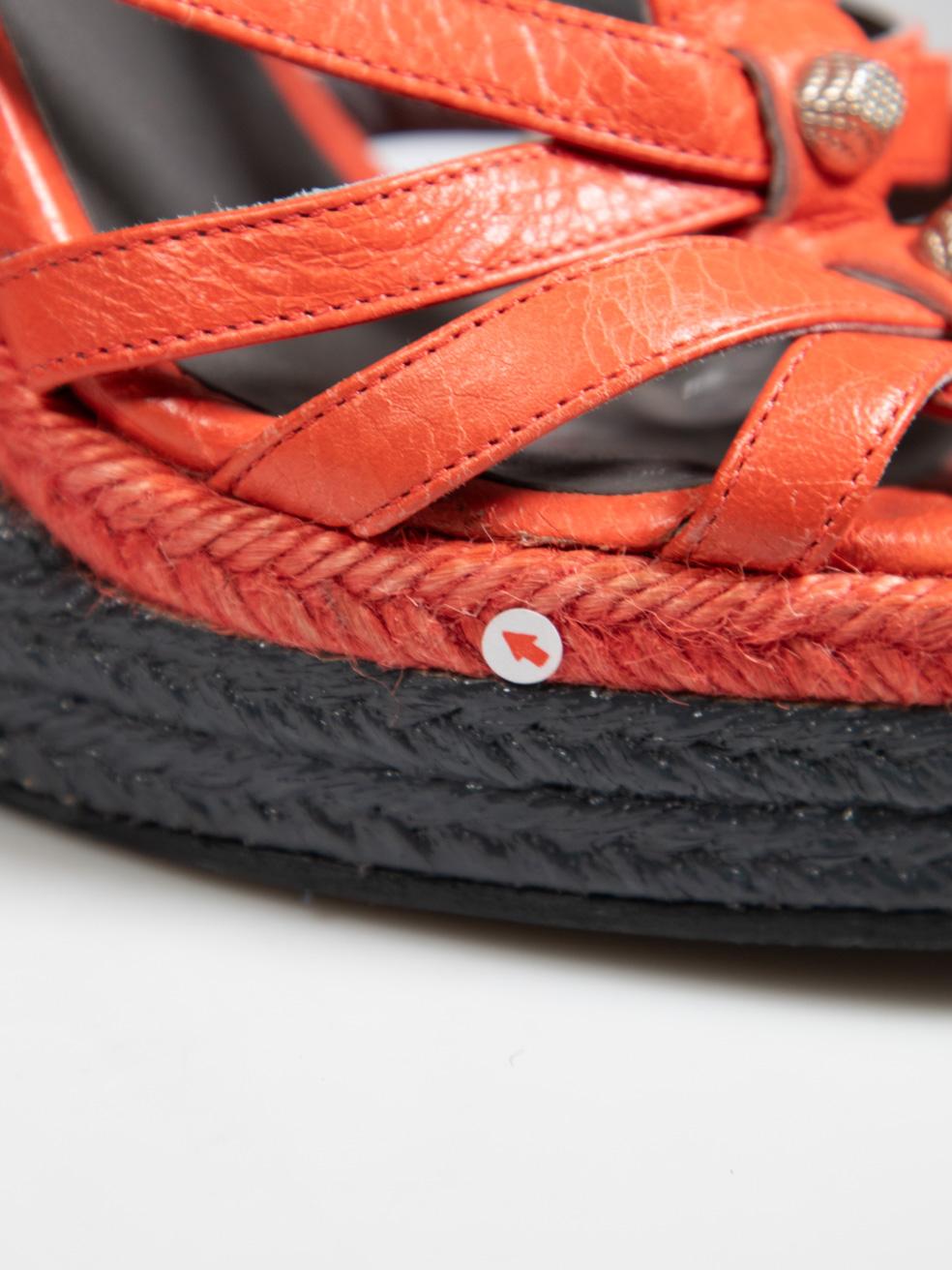 Balenciaga Orange Leather Wedge Sandals Size IT 37 For Sale 4
