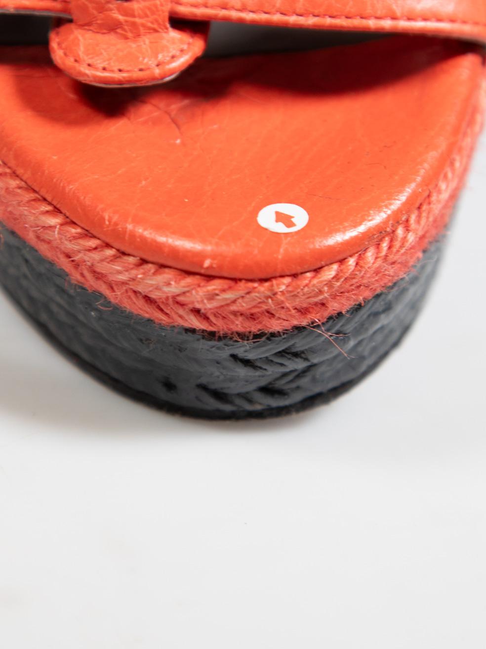 Balenciaga Orange Leather Wedge Sandals Size IT 37 For Sale 5