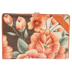 Balenciaga Orange/Multicolor Floral Print Leather Blanket Pouch