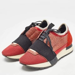 Balenciaga Orange Suede and Leather Race Runner Sneakers Size 35
