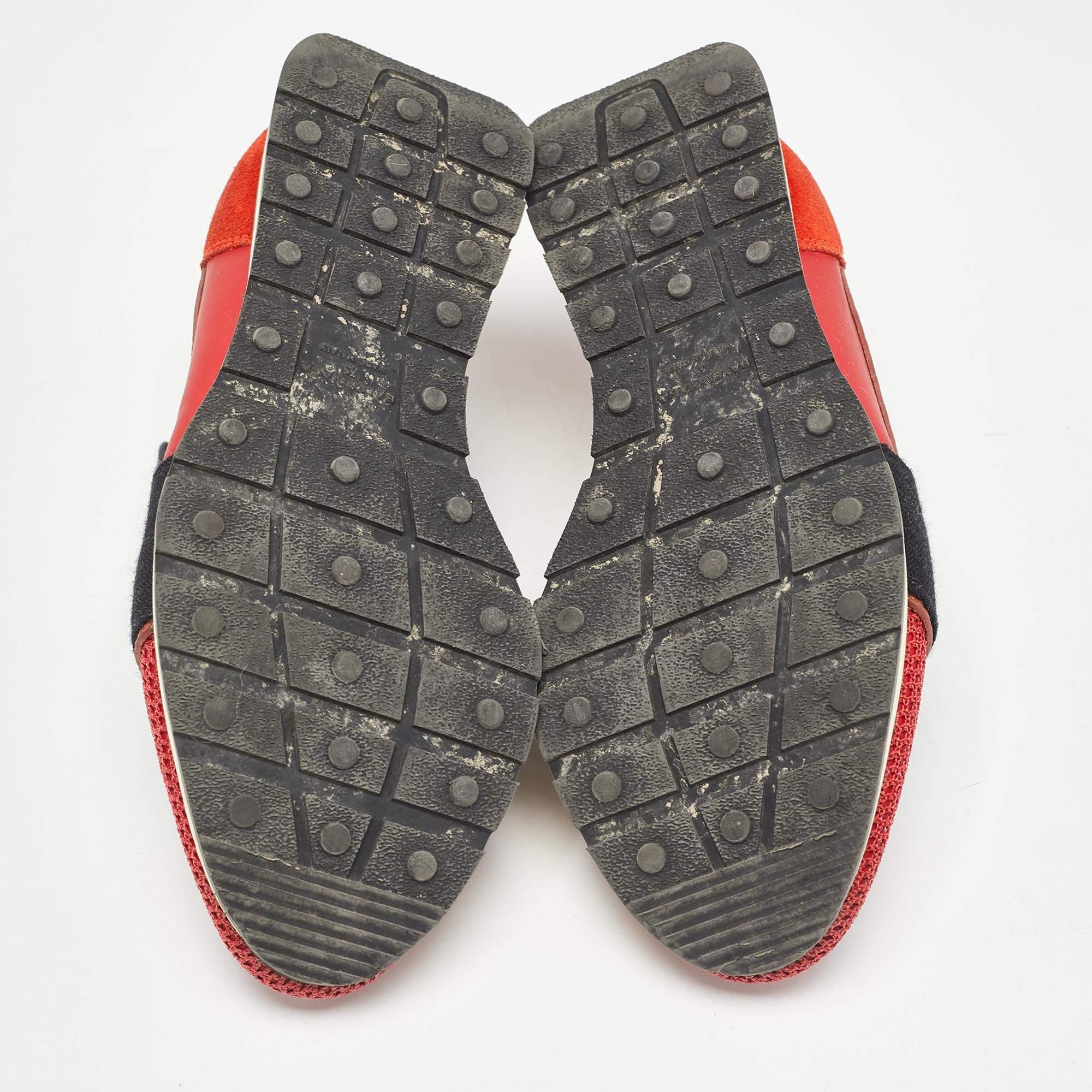 Balenciaga Orange Suede and Leather Race Runner Sneakers Size 35 For Sale 2
