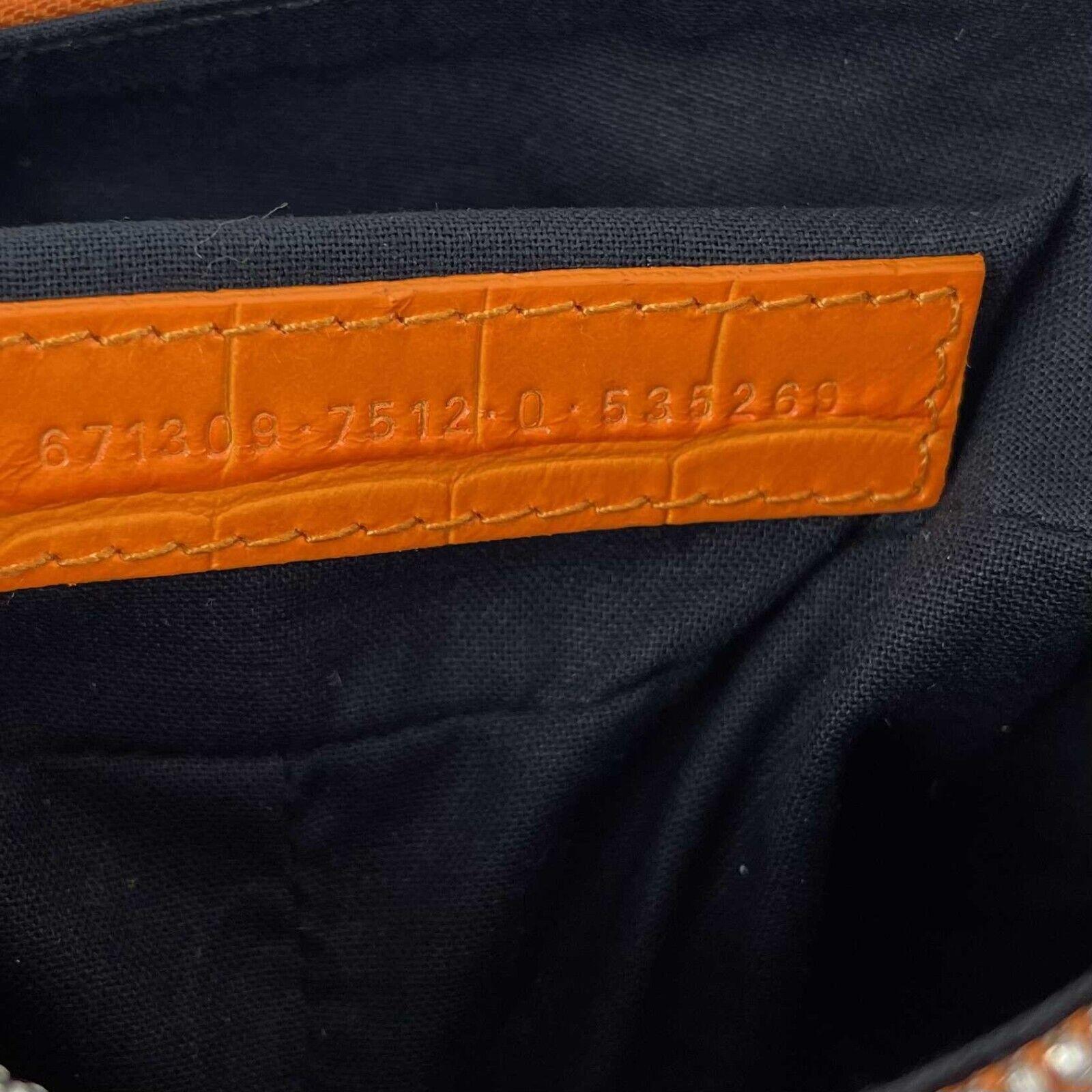 Women's 	Balenciaga OrangeLe Cagole XS Shoulder Bag Crocodile Embossed Studded Crossbody For Sale