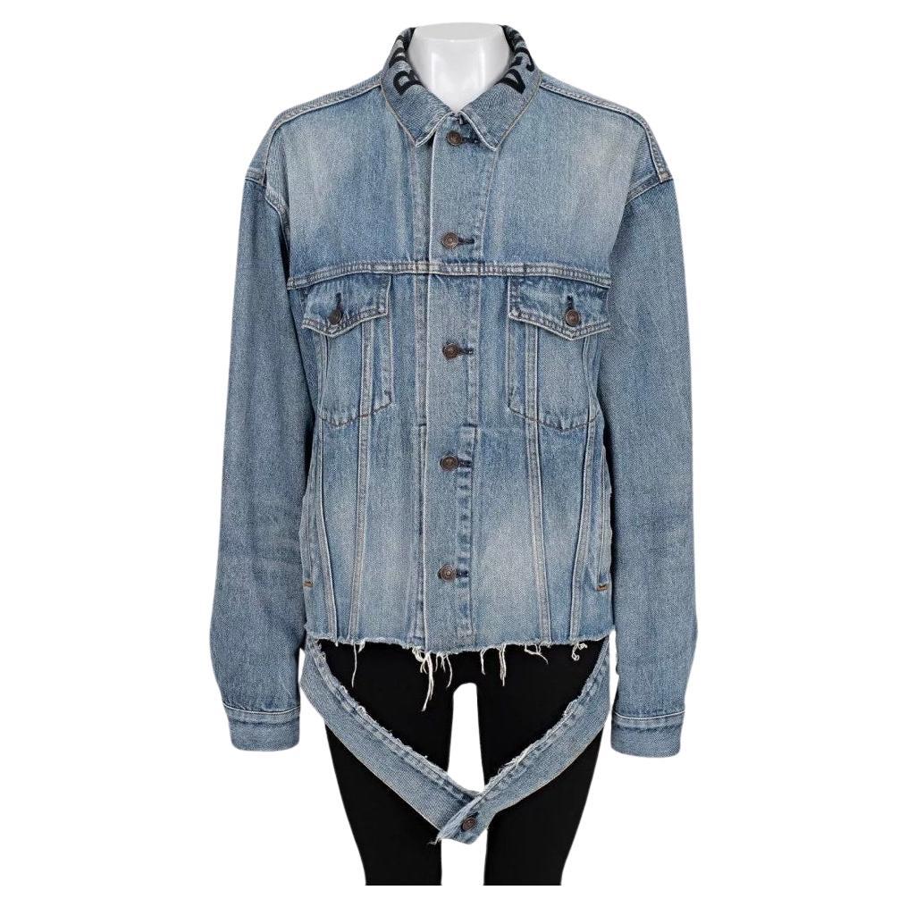 Balenciaga Oversize Denim Logo Blue Jacket Size 36/S