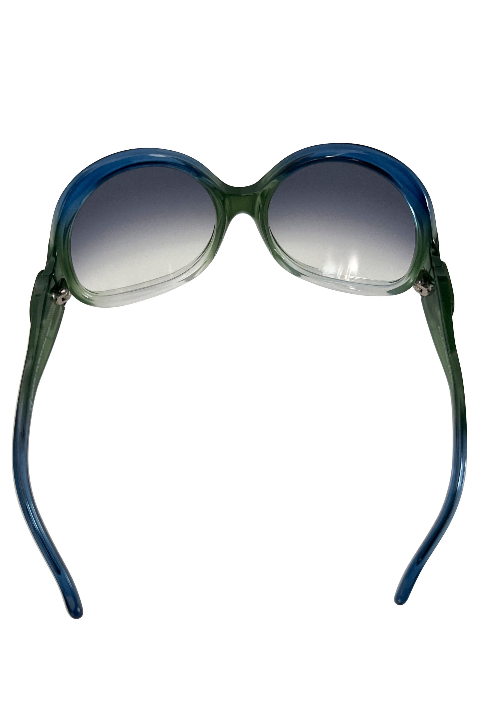 Gray Balenciaga Oversized Blue And Green Sunglasses For Sale