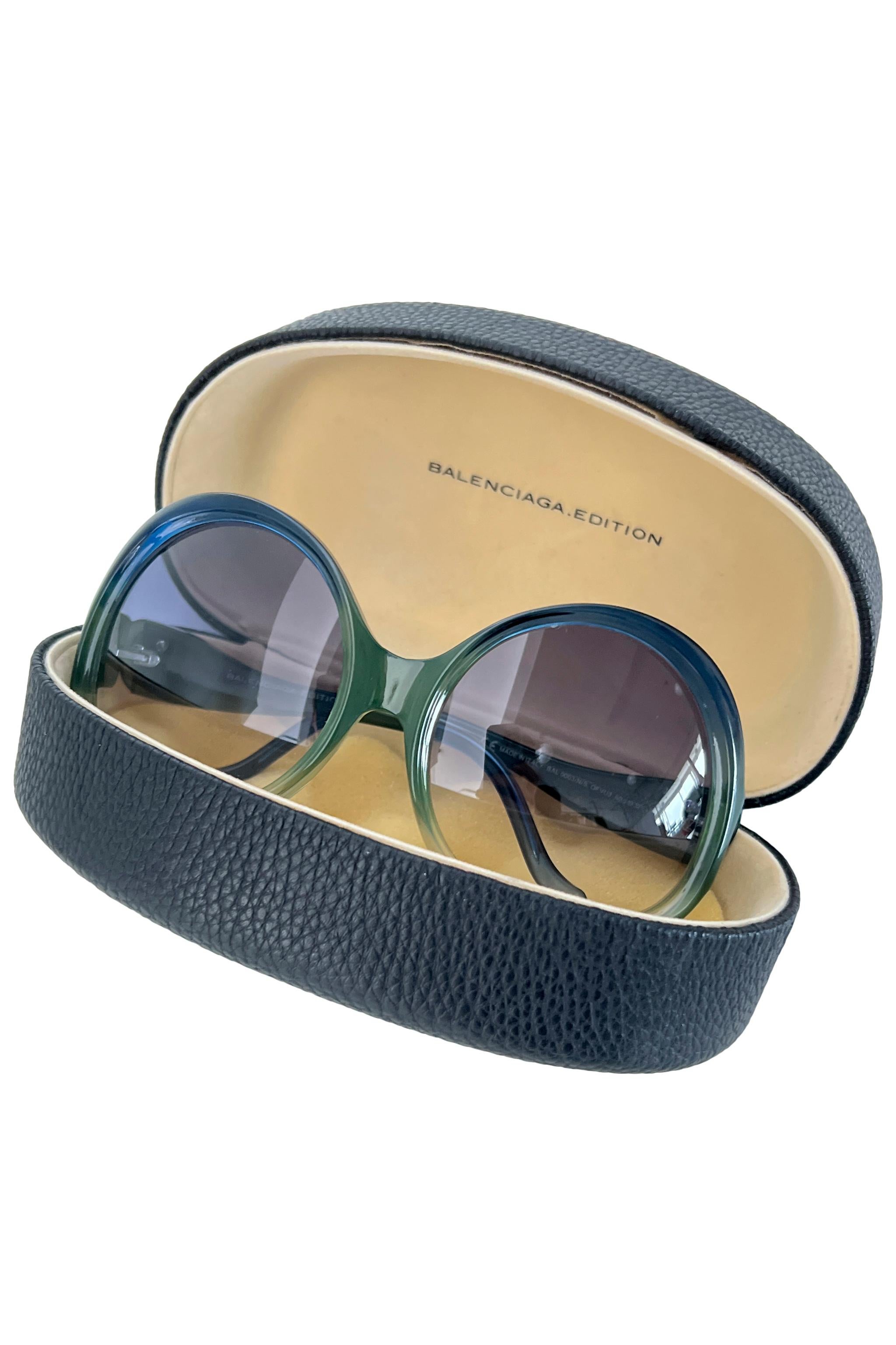 Women's Balenciaga Oversized Blue And Green Sunglasses For Sale