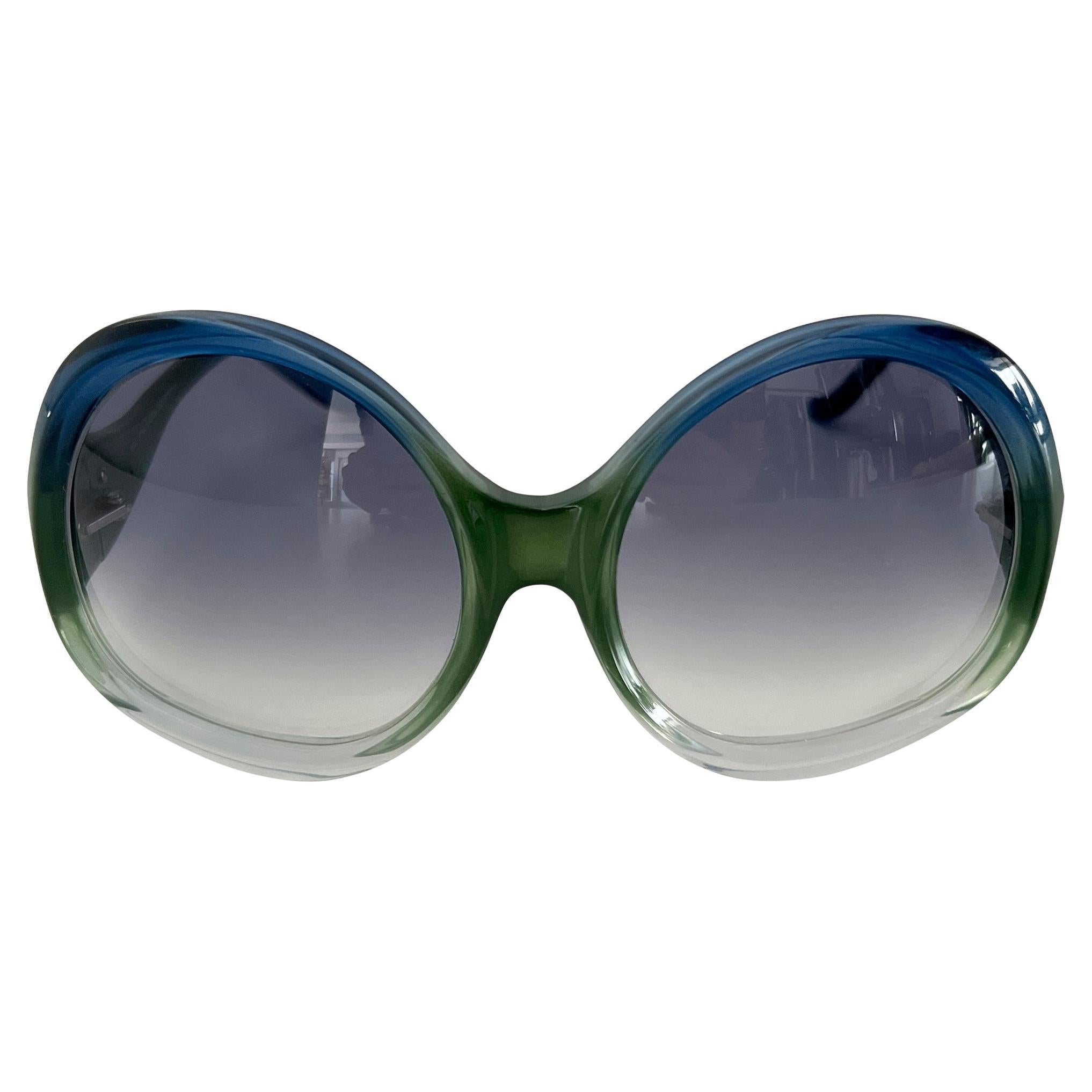 Balenciaga Oversized Blue And Green Sunglasses For Sale