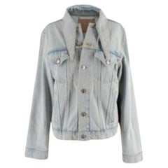 Balenciaga Oversized Collar Washed Denim Distressed Jacket