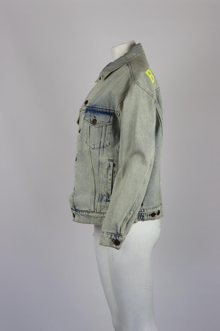 Balenciaga Oversized Embroidered Denim Jacket Fr 34 Uk 6 In Excellent Condition In London, GB