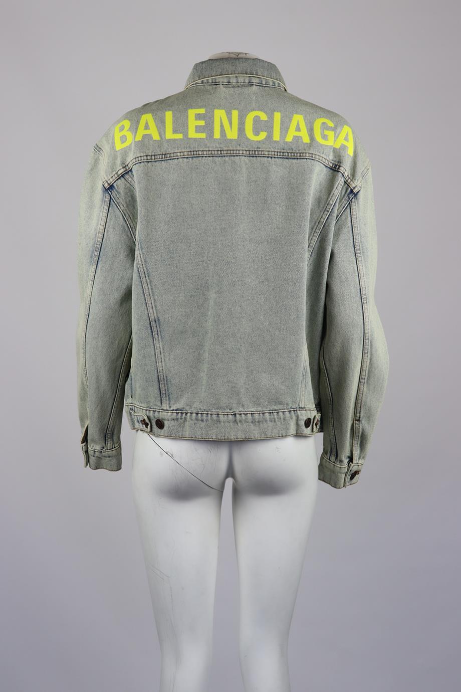 Women's Balenciaga Oversized Embroidered Denim Jacket Fr 34 Uk 6
