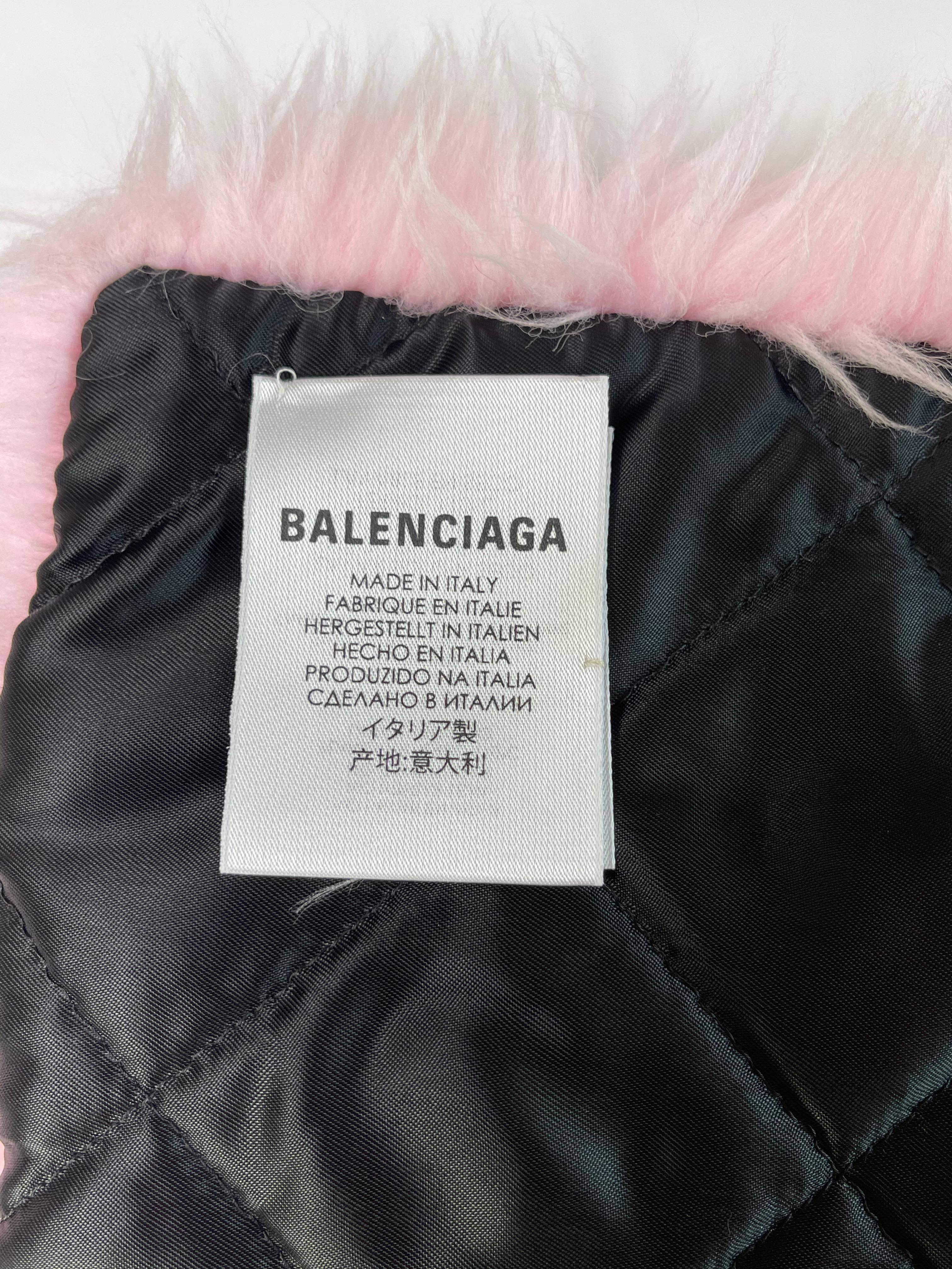 Brown  Balenciaga Oversized Faux Fur Logo Pink Scarf (46699286)